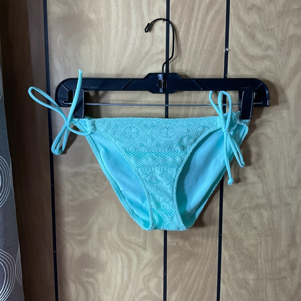 Victoria's Secret Light Blue Crochet Tie-Side Bikini Bottoms